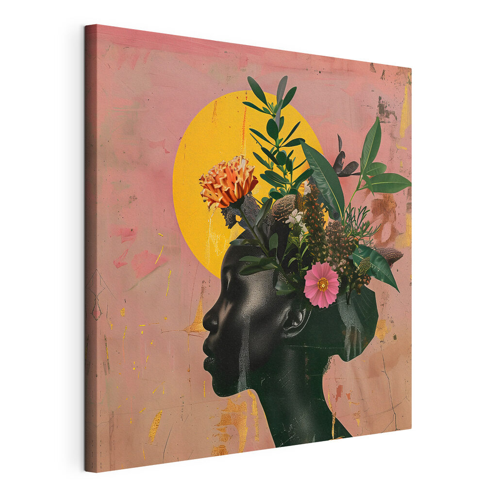A woman with flowers on her head A woman with flowers on her head