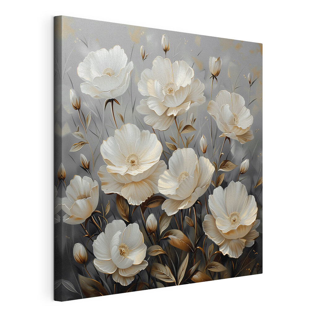 A painting of white flowers A painting of white flowers