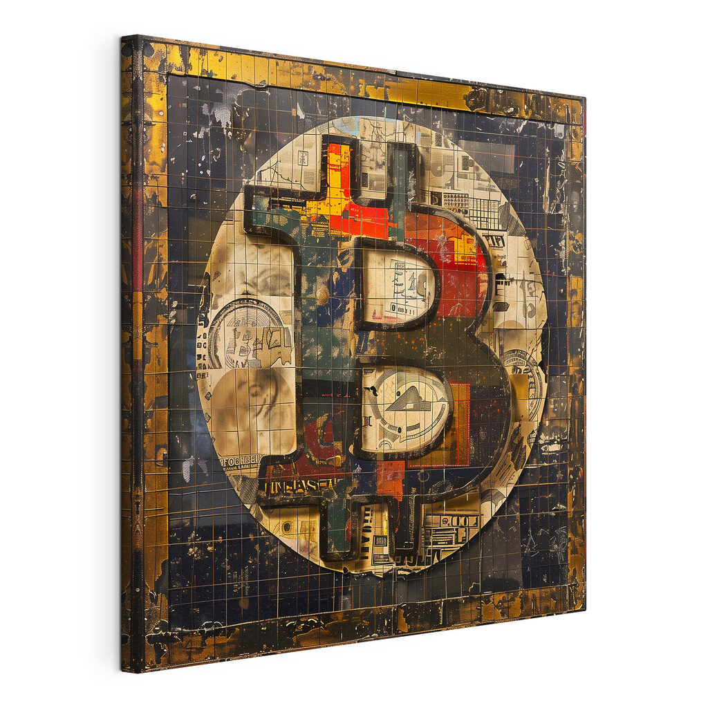 A sign with a bitcoin symbol