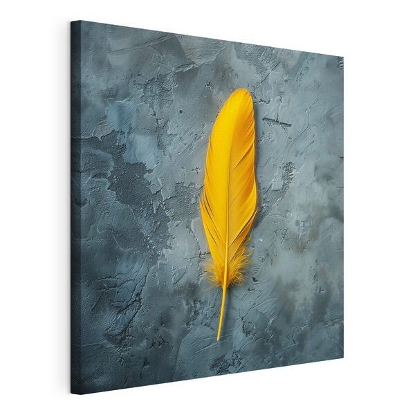 Cuadros Una pluma amarilla sobre una superficie gris (SKU: s39081) Cuadros Cuadros Una pluma amarilla sobre una superficie gris (SKU: s39081)