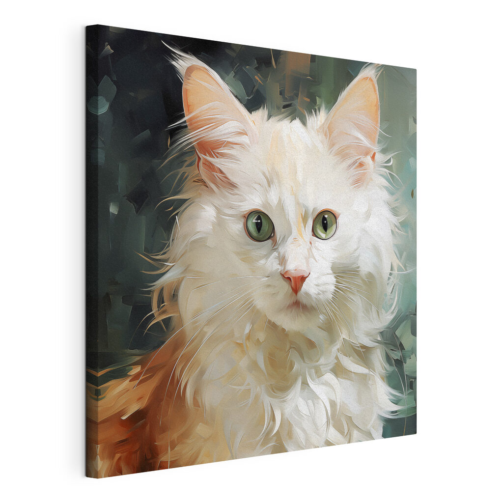 A white cat with green eyes A white cat with green eyes