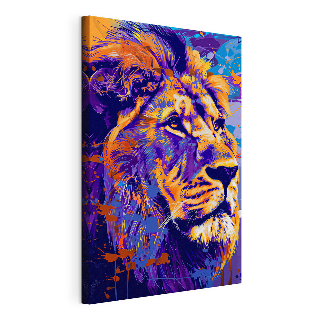 A lion with colorful spots