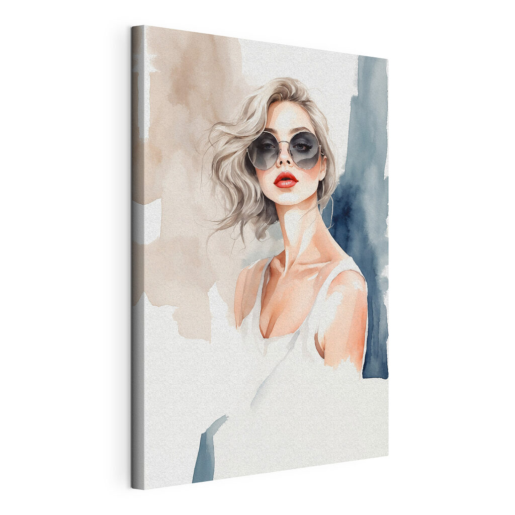 A watercolor of a woman wearing sunglasses A watercolor of a woman wearing sunglasses