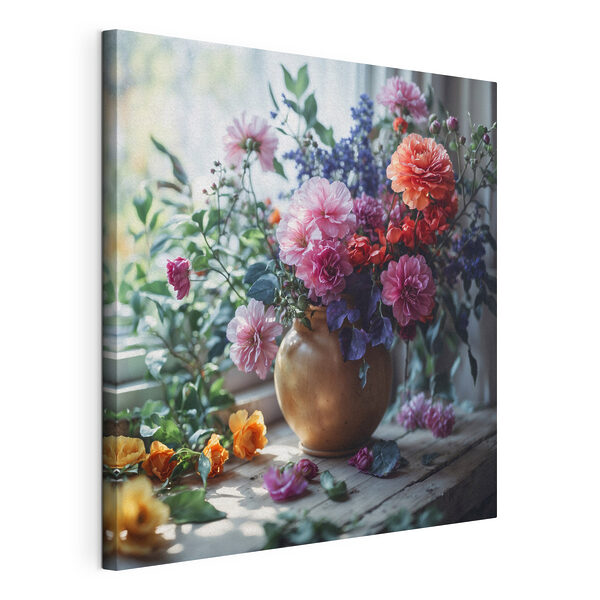 Cuadros Cuadros Un jarrón con flores en el alféizar de la ventana (SKU: s39176)