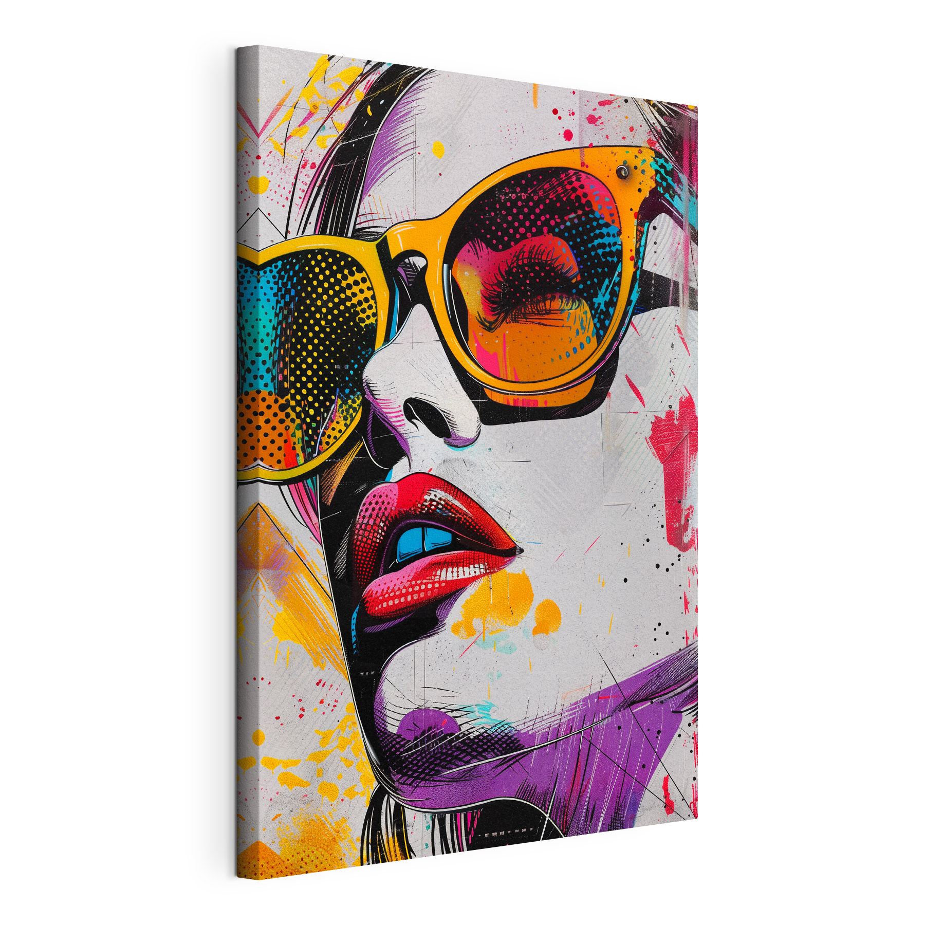 A painting of a woman wearing sunglasses A painting of a woman wearing sunglasses