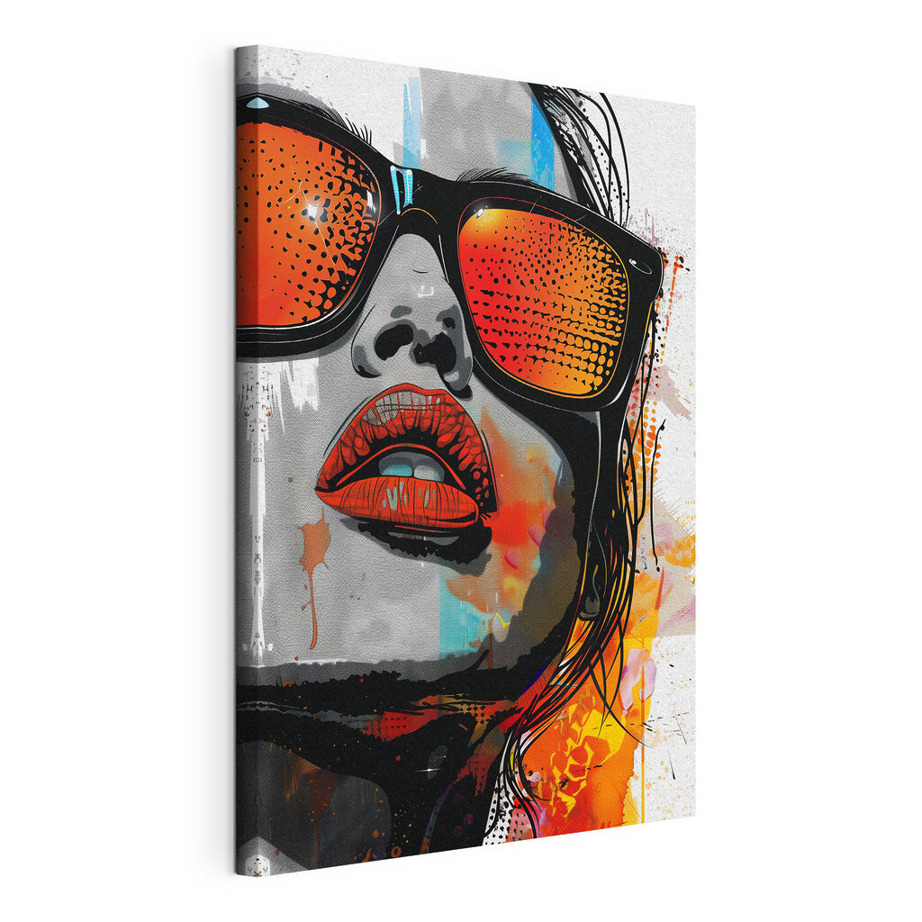 A woman wearing sunglasses and lips A woman wearing sunglasses and lips