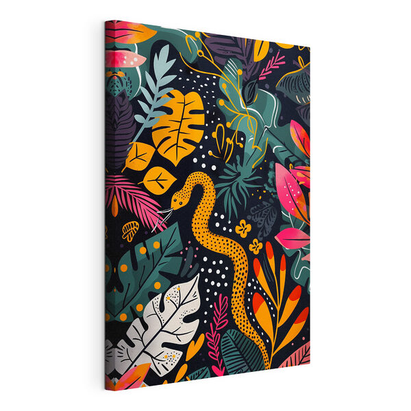 Cuadros Una colorida ilustración de una serpiente y unas hojas (SKU: s39208) Cuadros Cuadros Una colorida ilustración de una serpiente y unas hojas (SKU: s39208)