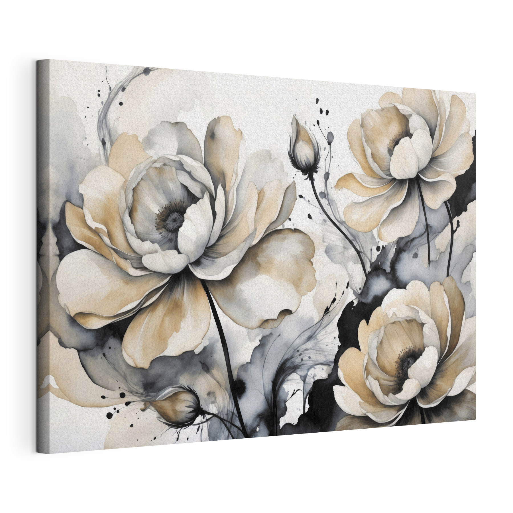A painting of flowers on a white surface A painting of flowers on a white surface