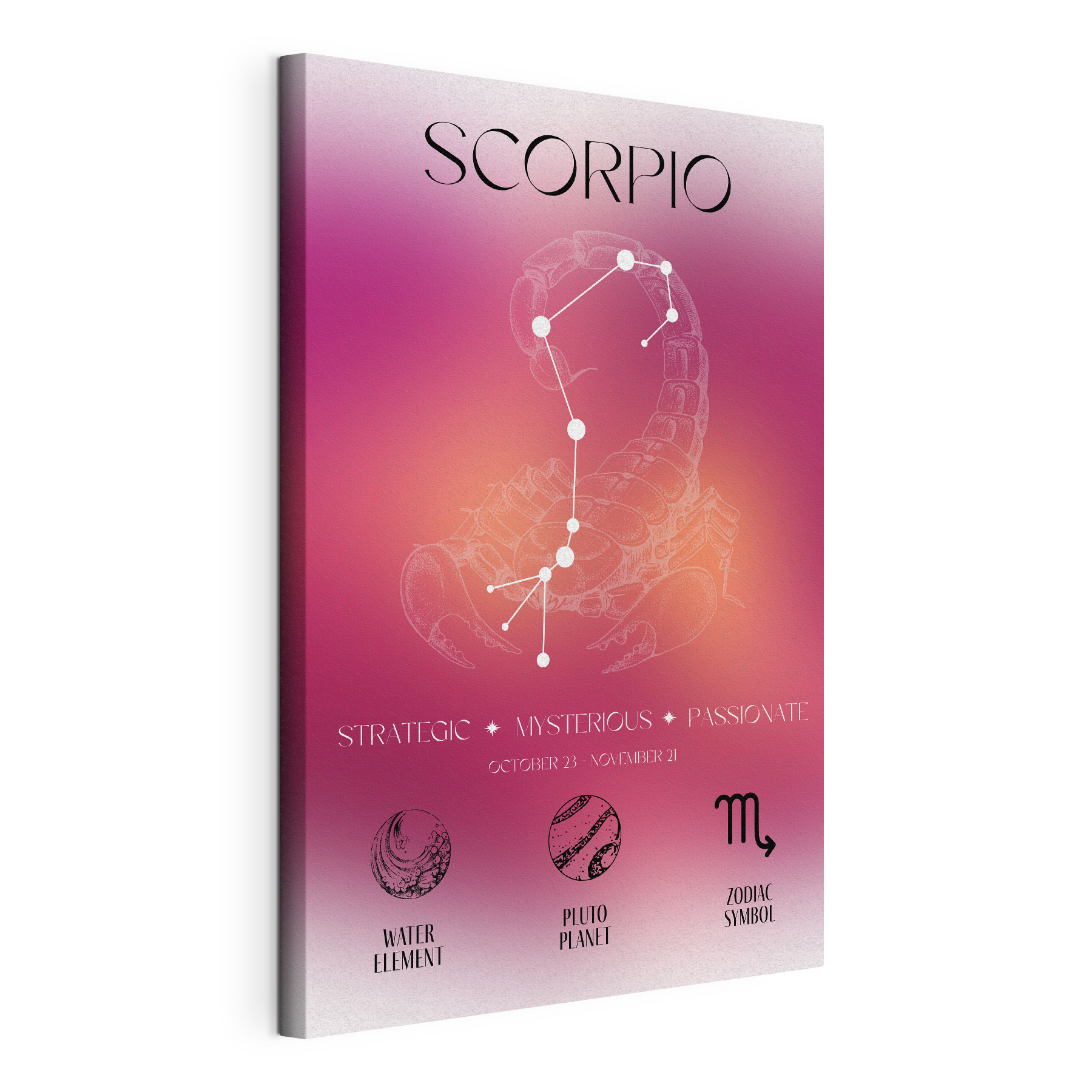 A zodiac sign with a scorpion and stars