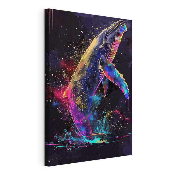 Cuadros Una ballena de colores con salpicaduras de arcoíris (SKU: s39307) Cuadros Cuadros Una ballena de colores con salpicaduras de arcoíris (SKU: s39307)