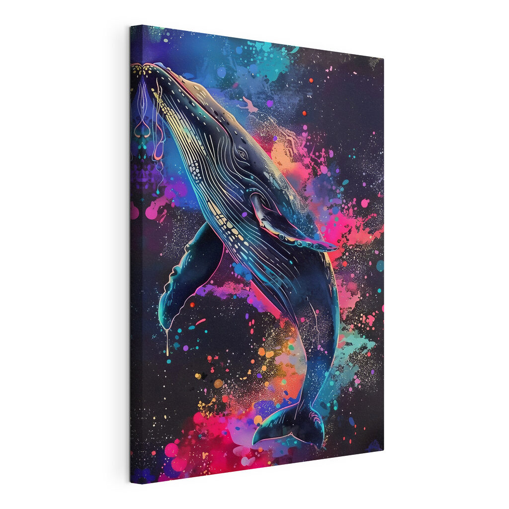 A whale with colorful splashes A whale with colorful splashes