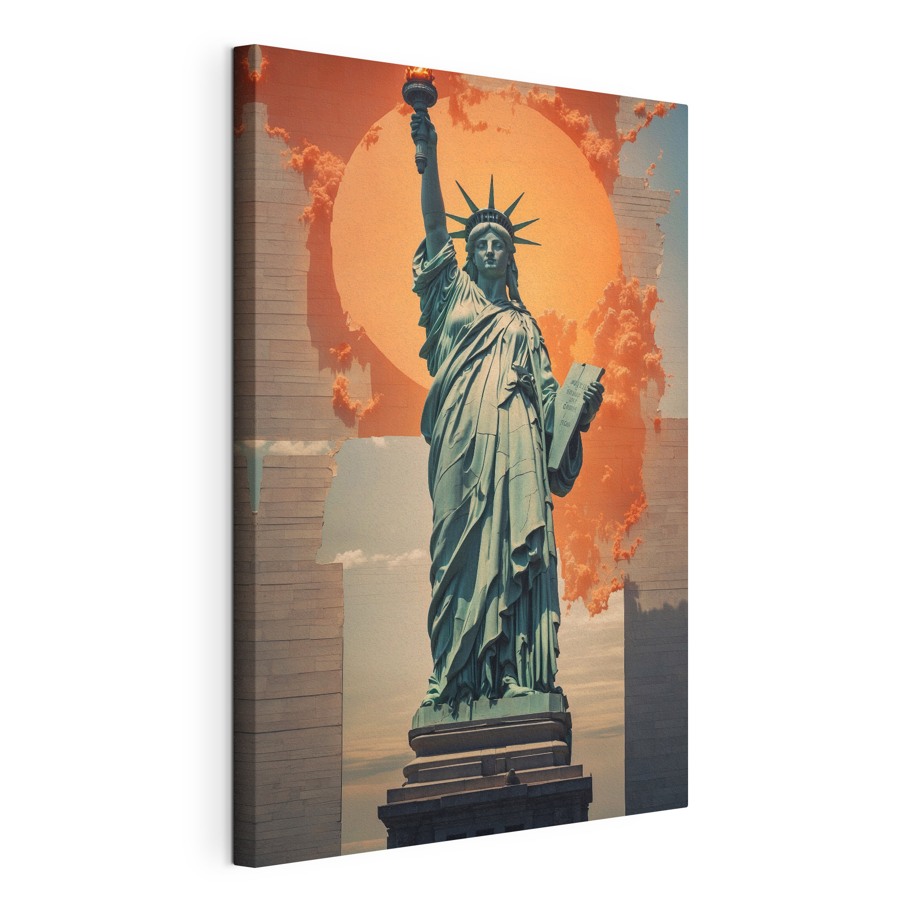 Statue of liberty with a sun behind it with Statue of Liberty in the background Statue of liberty with a sun behind it with Statue of Liberty in the background