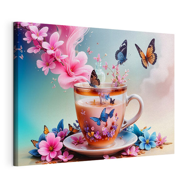 Cuadros Taza de té con flores y mariposas (SKU: s39388) Cuadros Cuadros Taza de té con flores y mariposas (SKU: s39388)