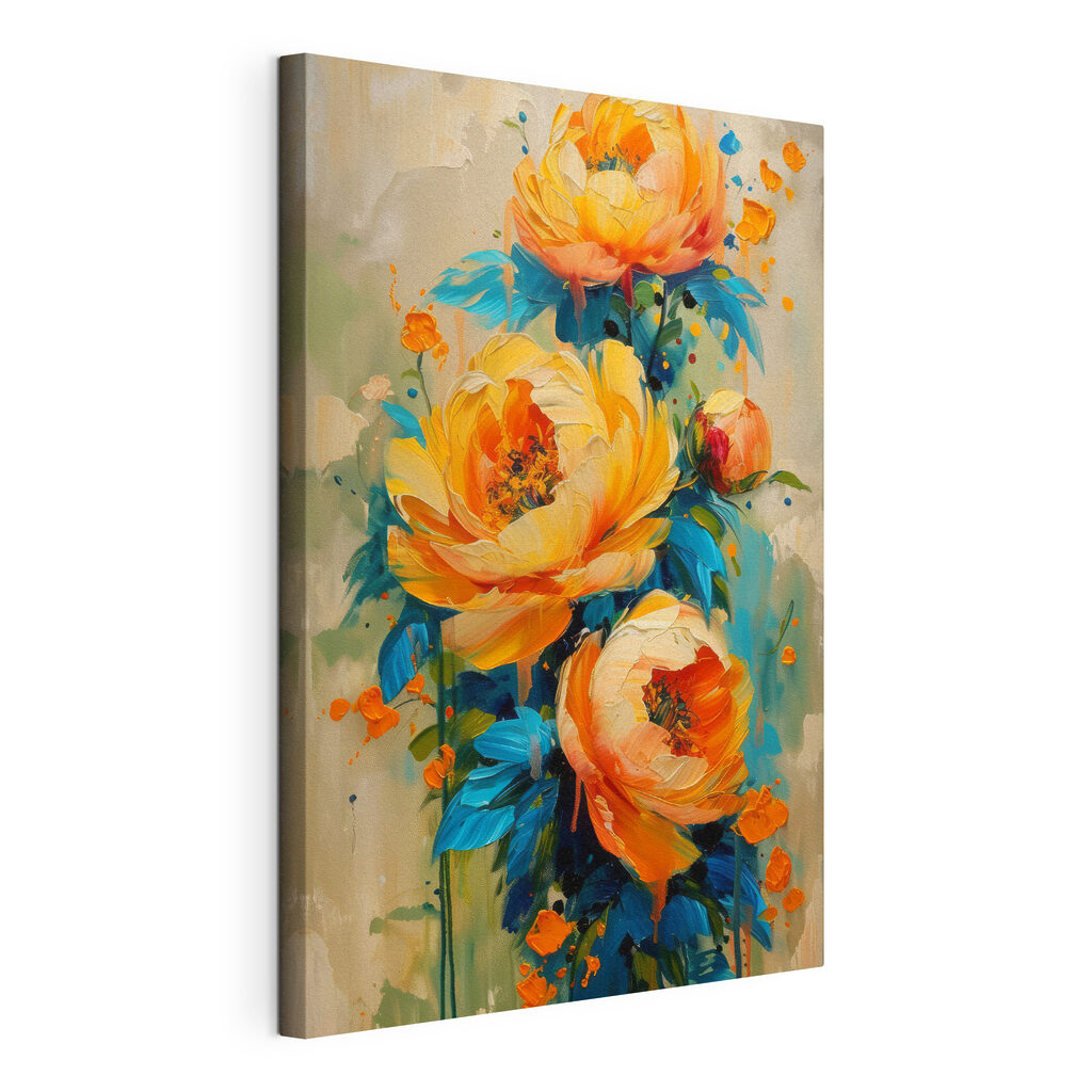 Painting of flowers on a canvas Painting of flowers on a canvas