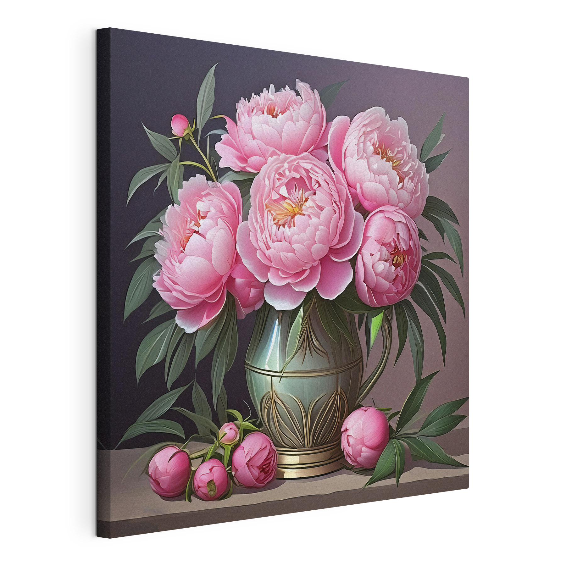 Painting of pink flowers in a vase Painting of pink flowers in a vase