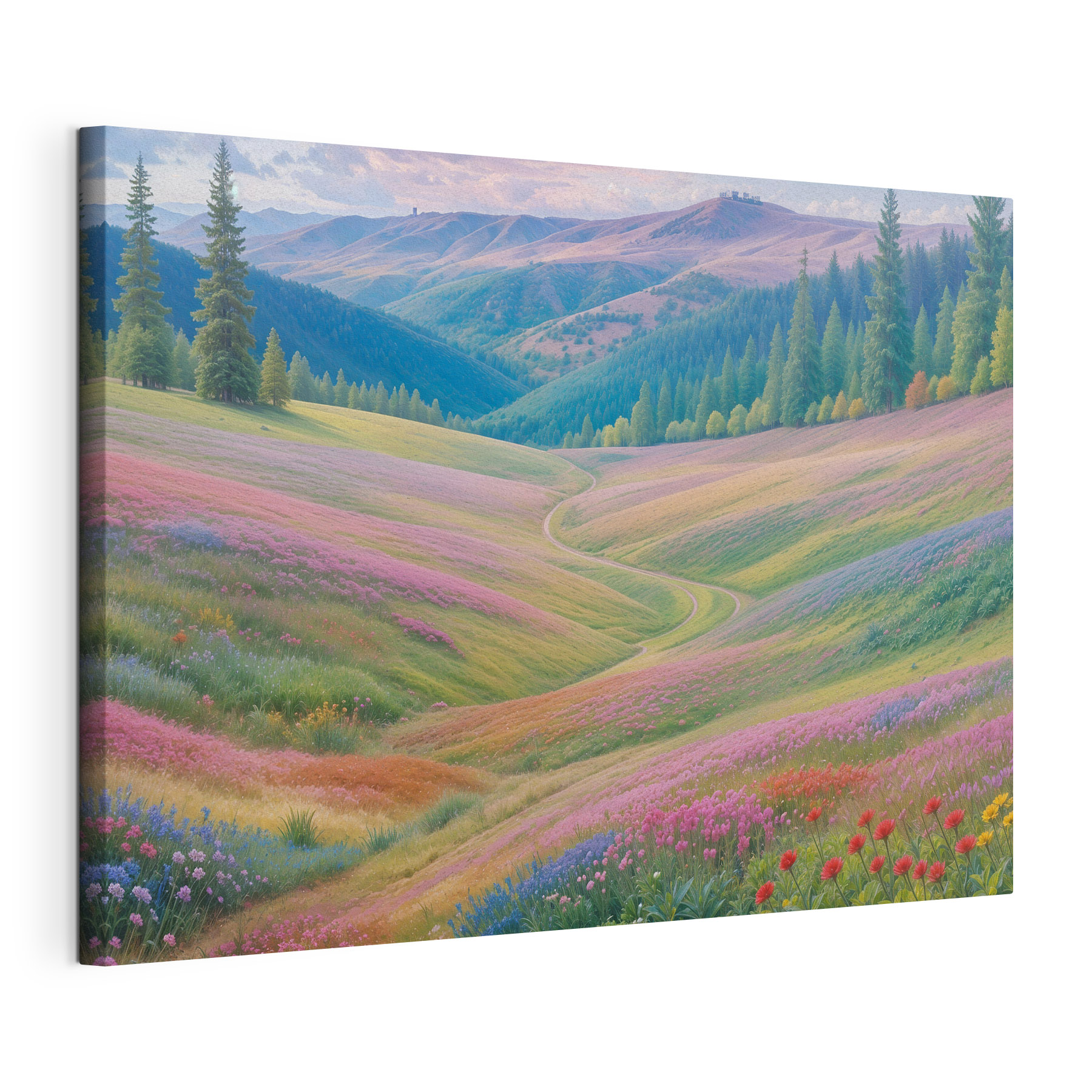 Landscape with hills and flowers Landscape with hills and flowers