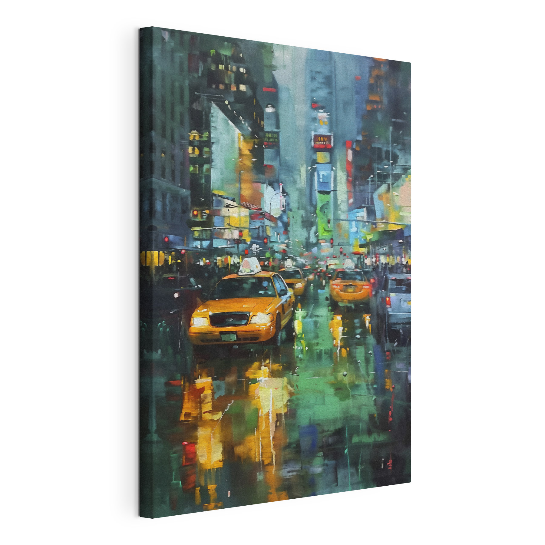 Yellow taxi cabs on a wet street Yellow taxi cabs on a wet street