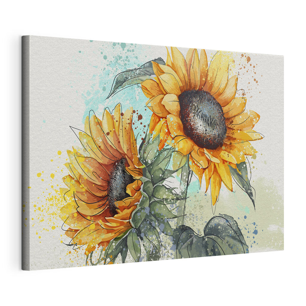 Painting of sunflowers on a white background Painting of sunflowers on a white background