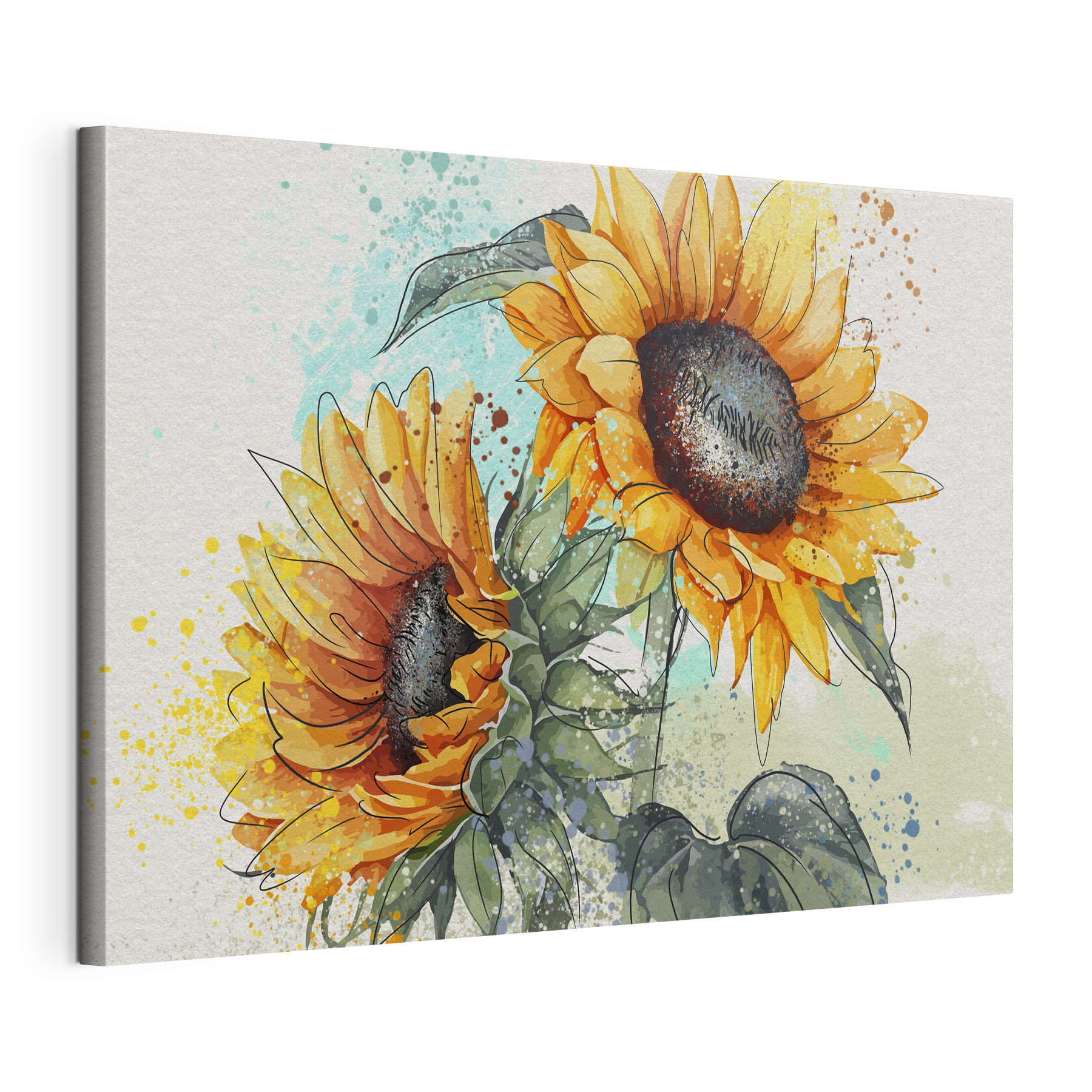 Painting of sunflowers on a white background Painting of sunflowers on a white background