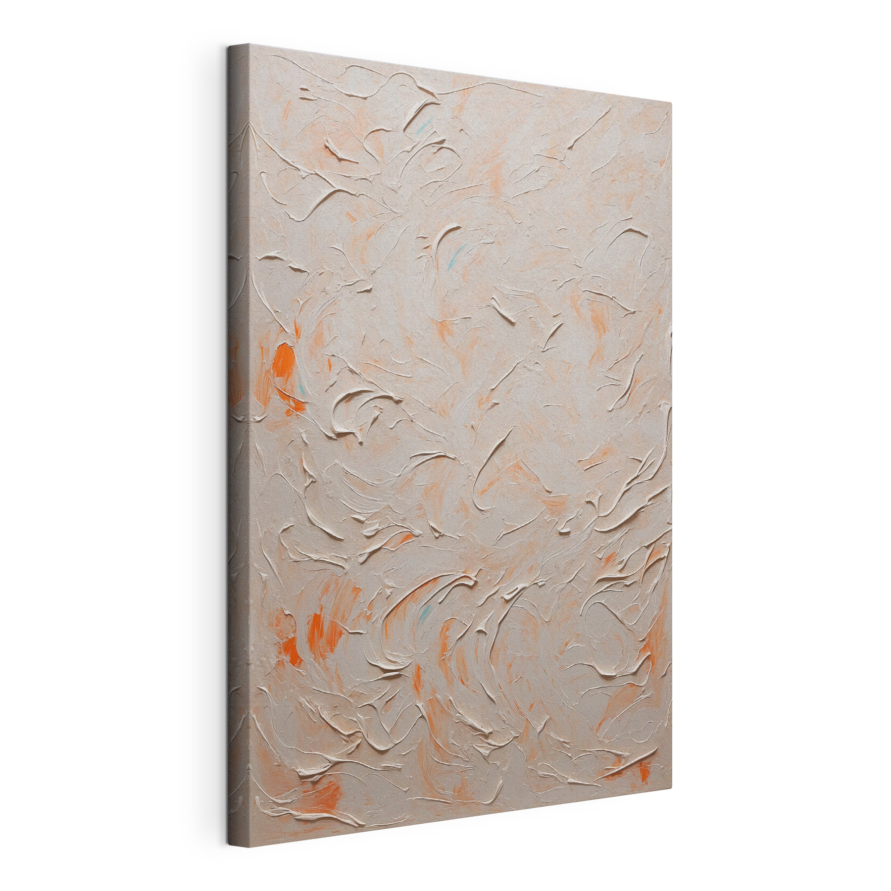 White and orange paint on a white surface