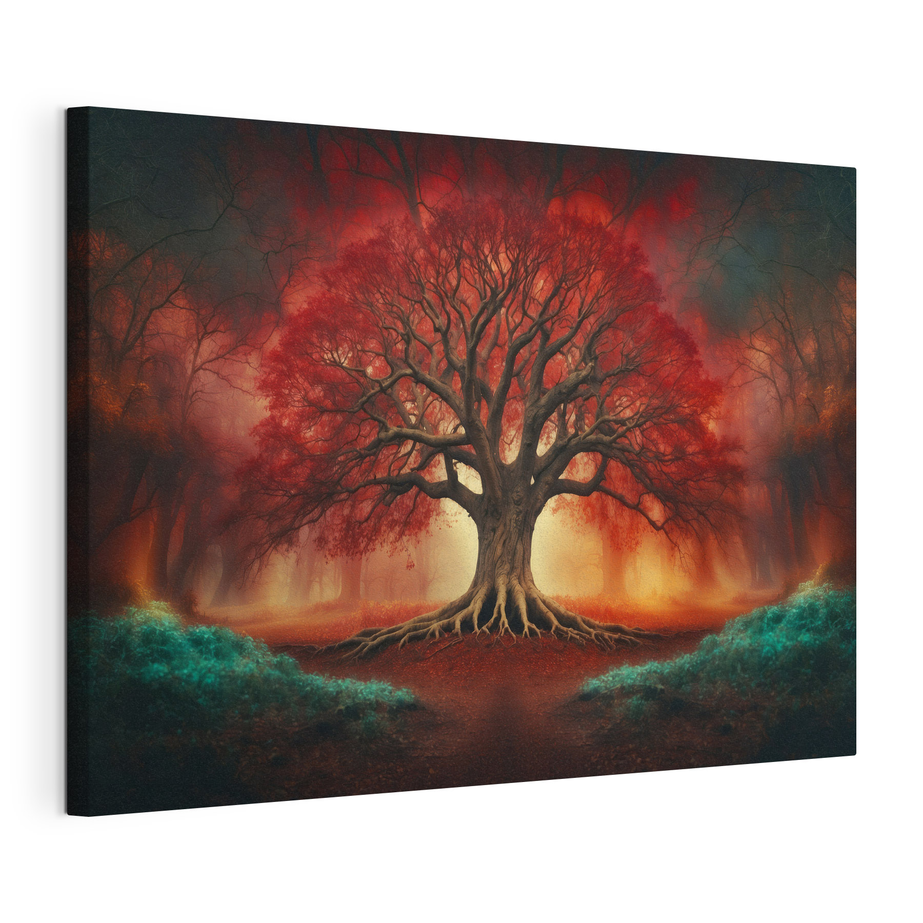 Large tree with red leaves
