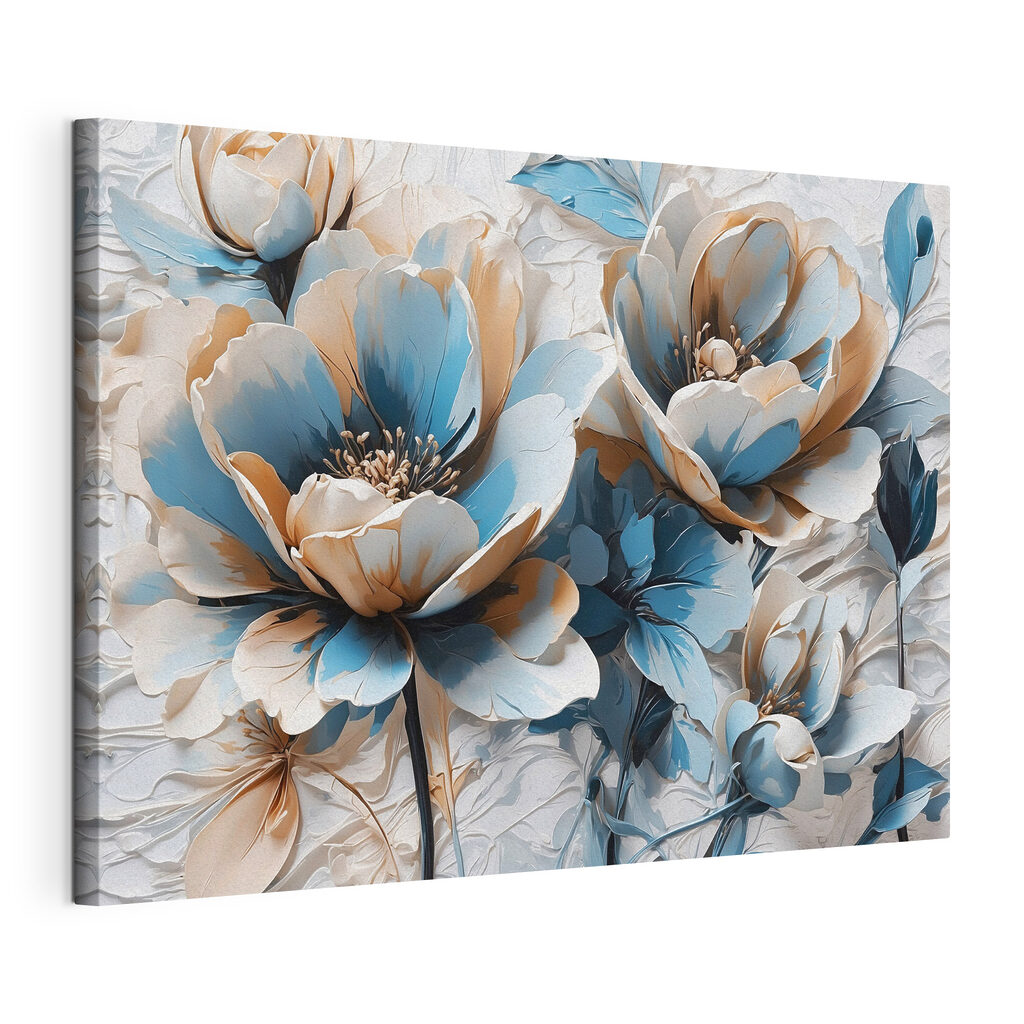 Group of blue and white flowers