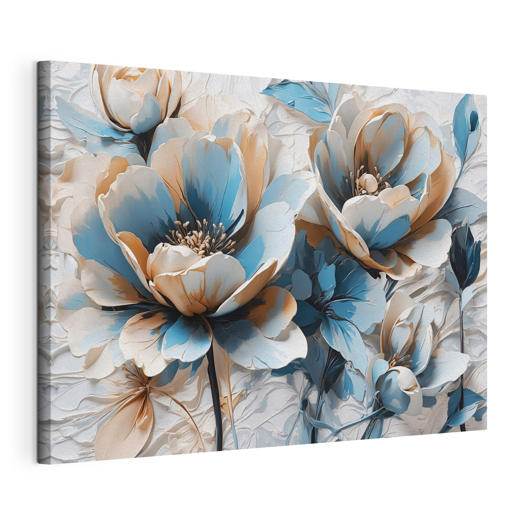 Group of blue and white flowers