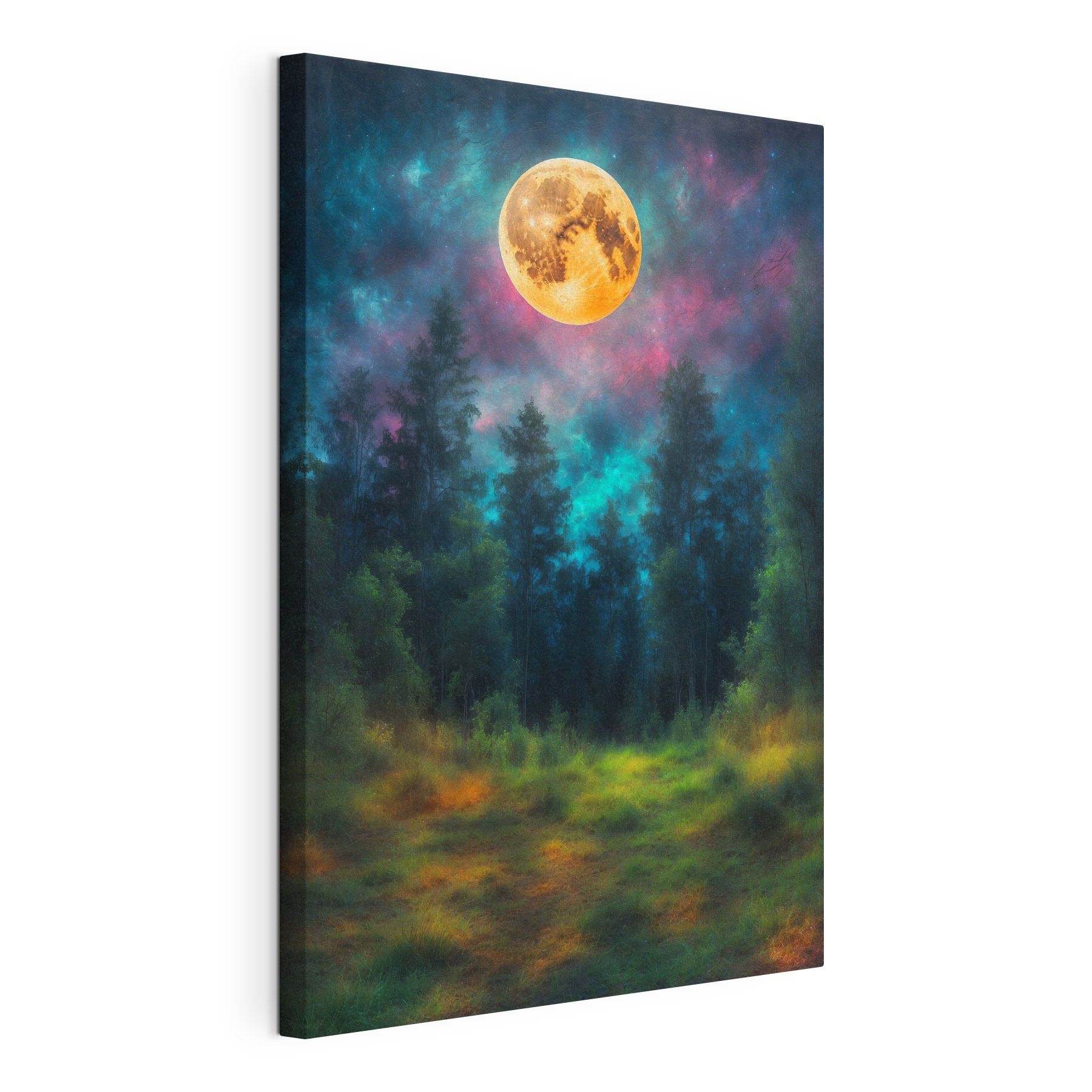 Moon in the sky over a forest Moon in the sky over a forest
