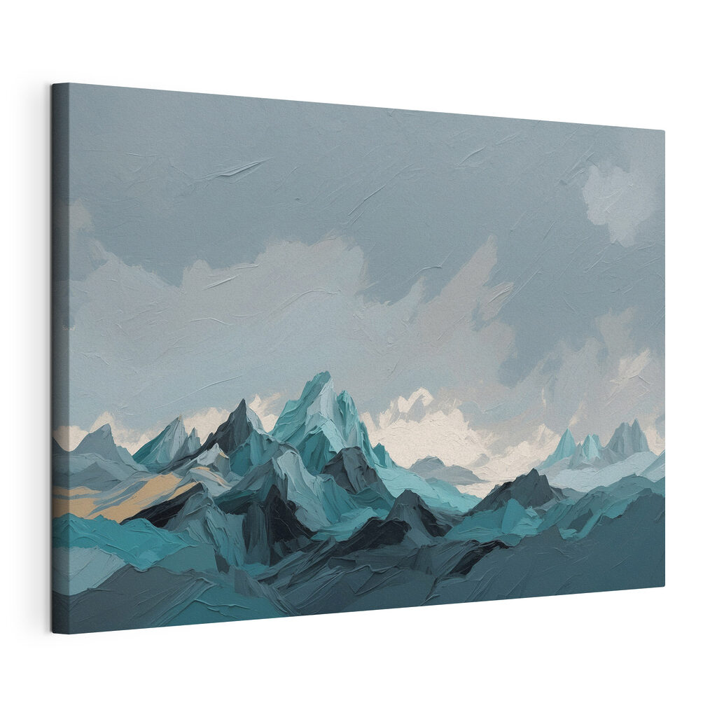 Painting of mountains and clouds
