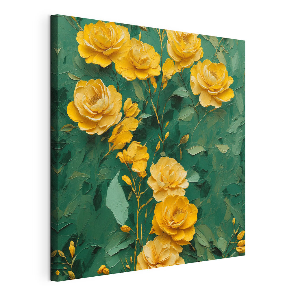 Yellow flowers on a green background