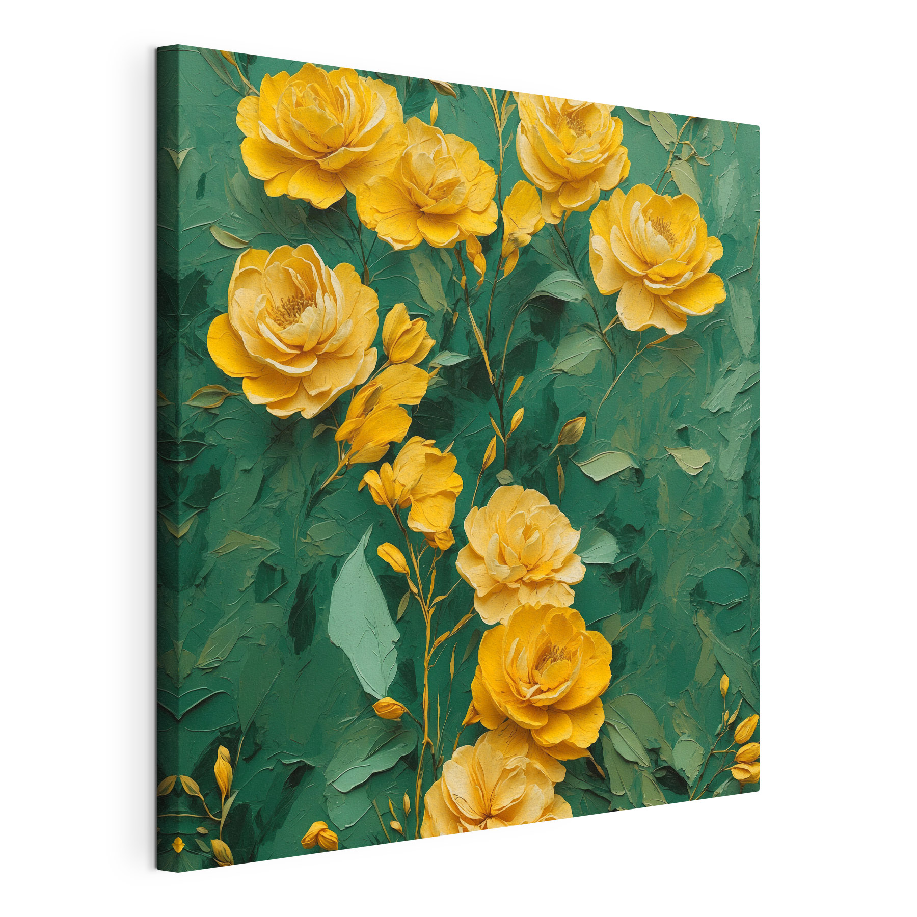 Yellow flowers on a green background