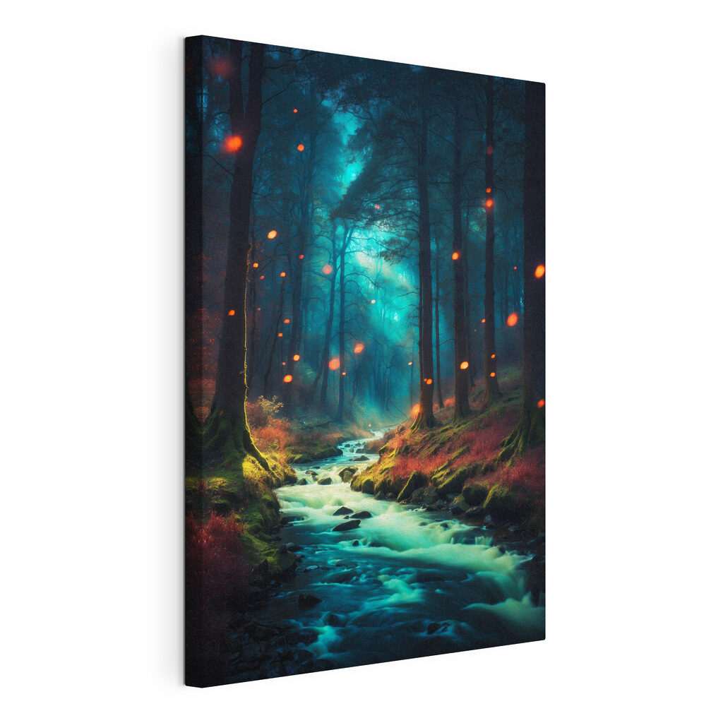 Stream in a forest with trees and leaves Stream in a forest with trees and leaves