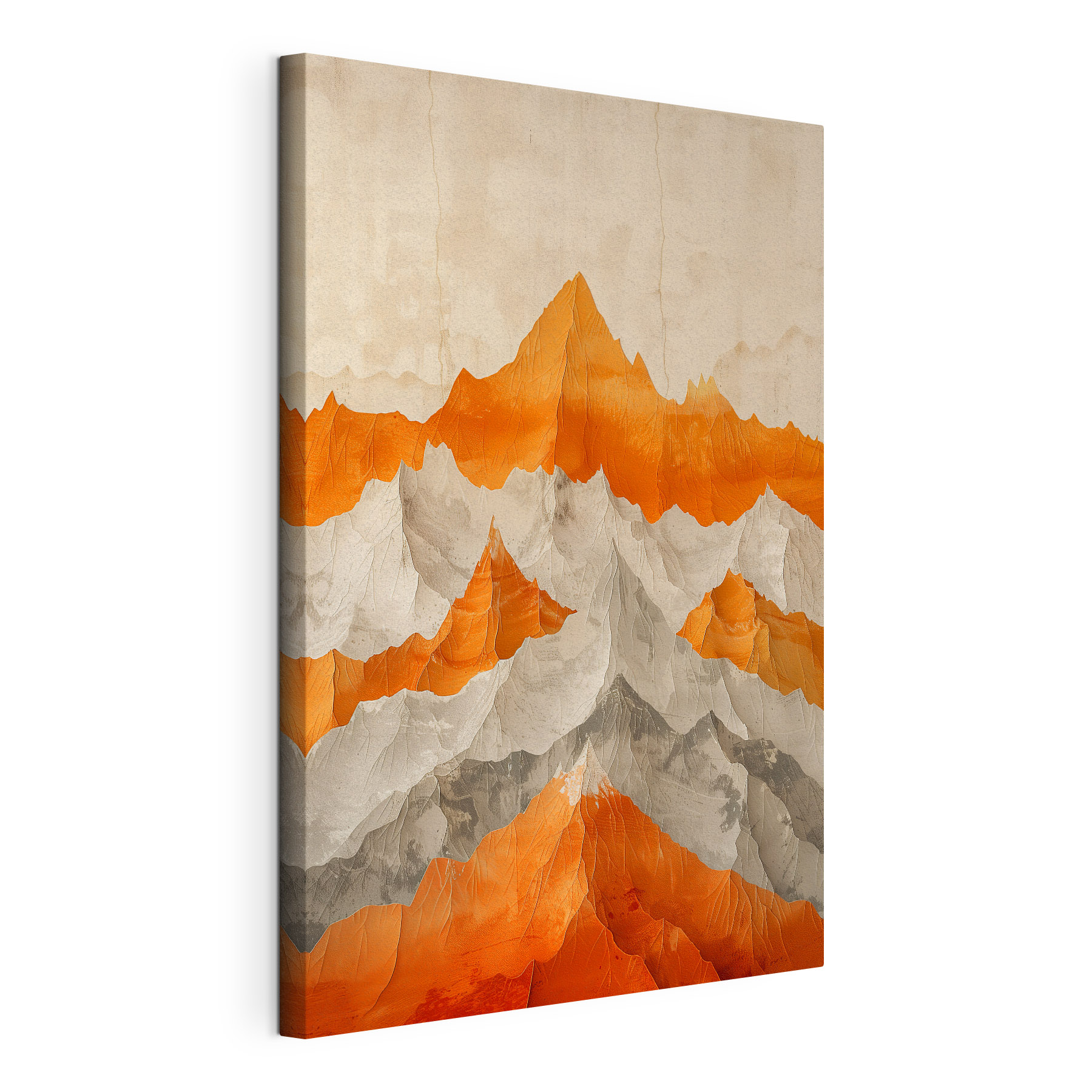 Painting of mountains in orange and white Painting of mountains in orange and white