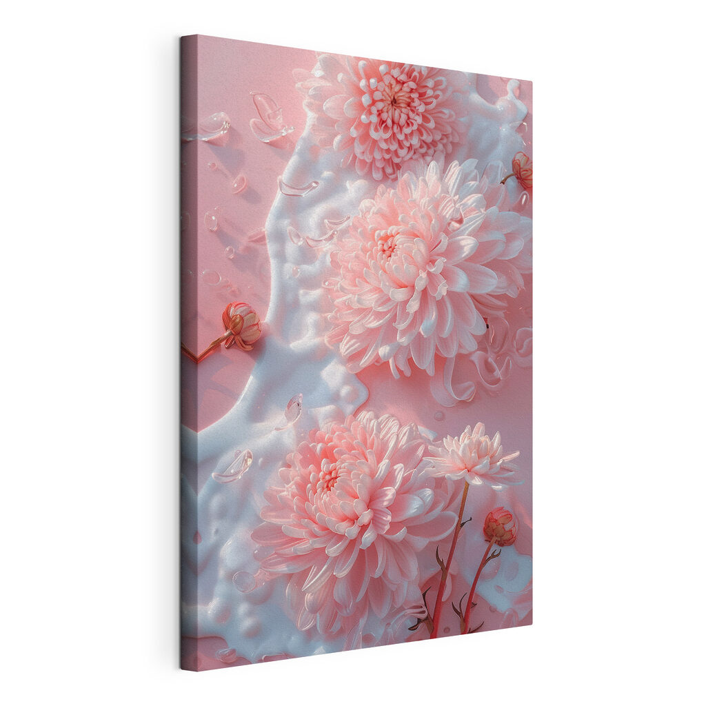 Group of pink flowers on a pink surface