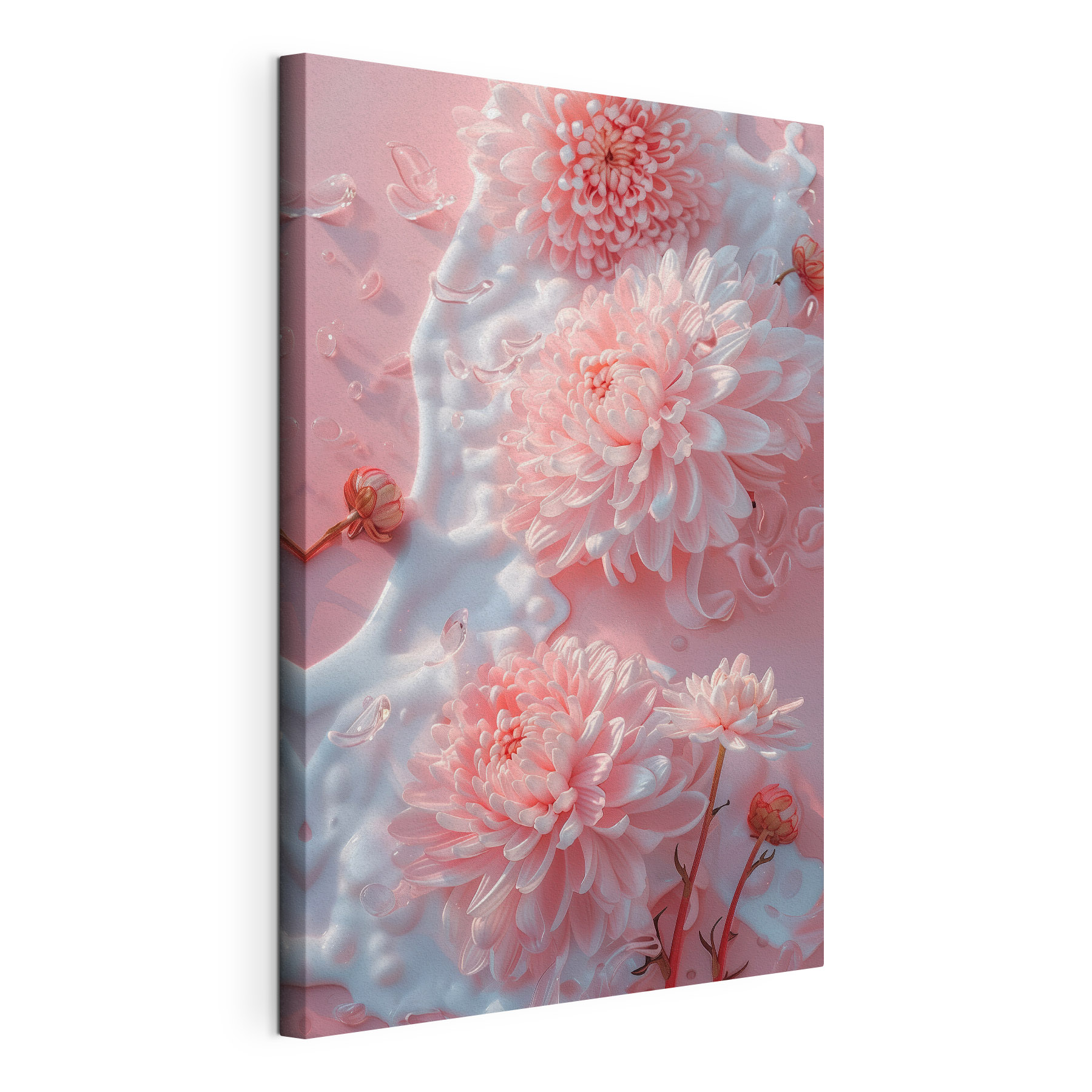 Group of pink flowers on a pink surface