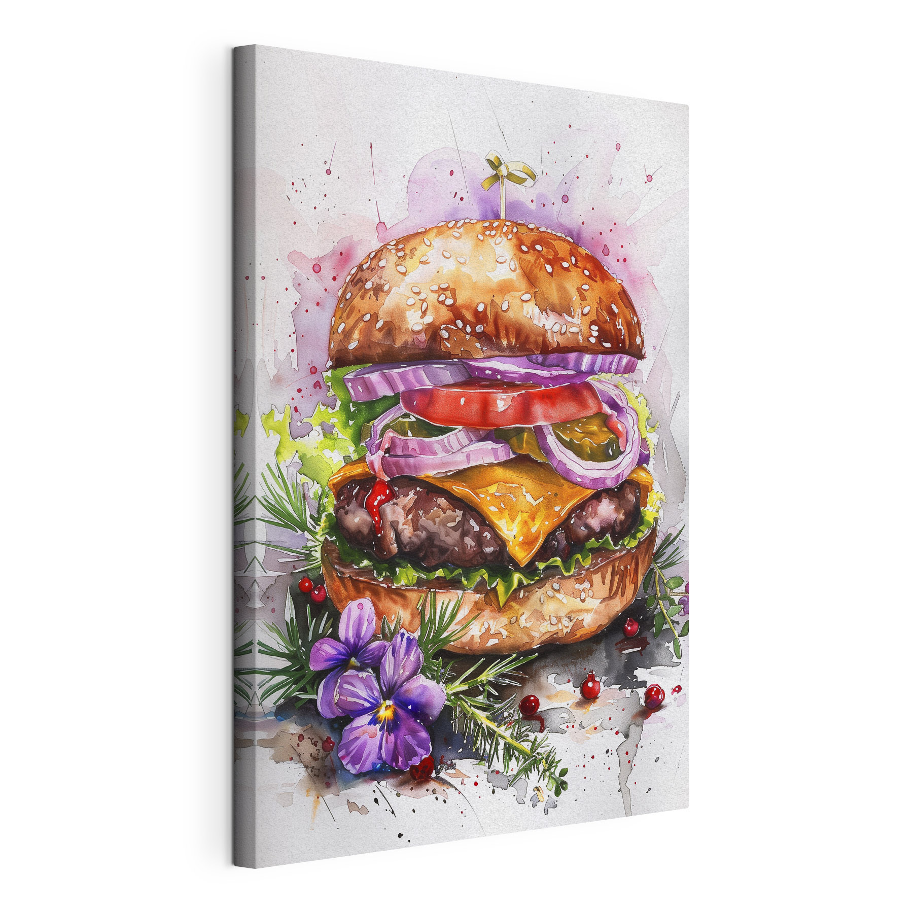 Watercolor of a burger