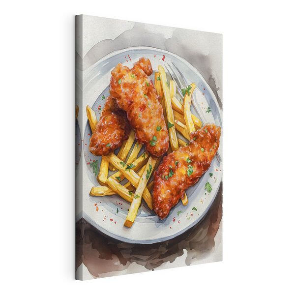 Cuadros Plato de alitas de pollo con patatas fritas (SKU: s39708) Cuadros Cuadros Plato de alitas de pollo con patatas fritas (SKU: s39708)