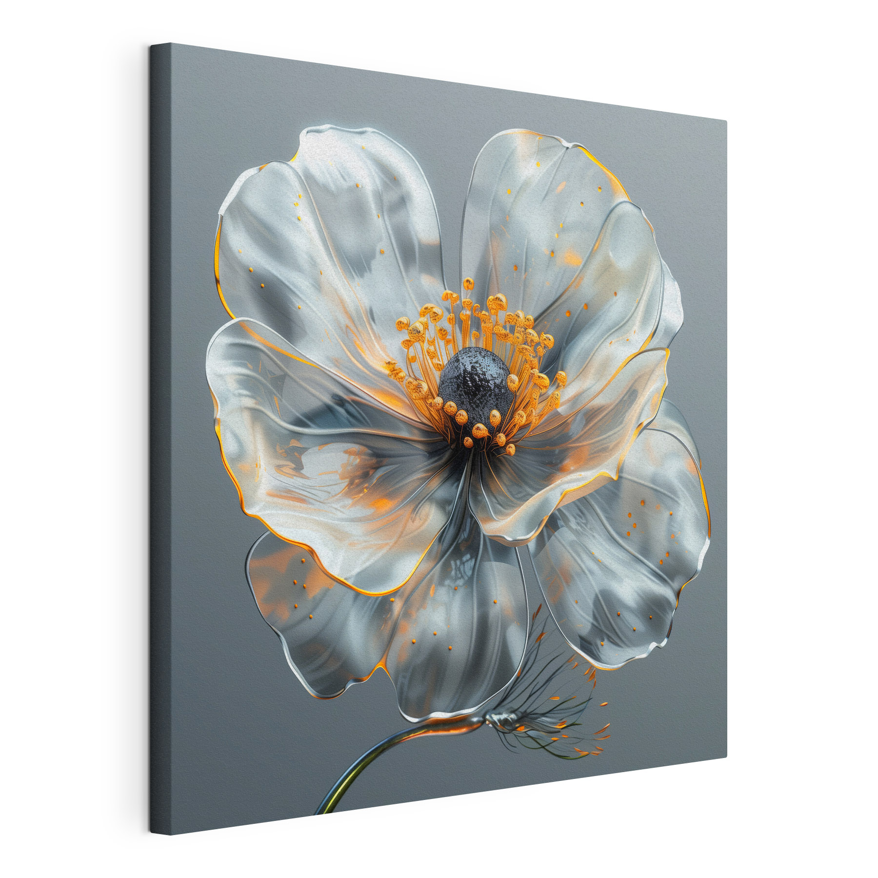 Glass flower with a yellow center
