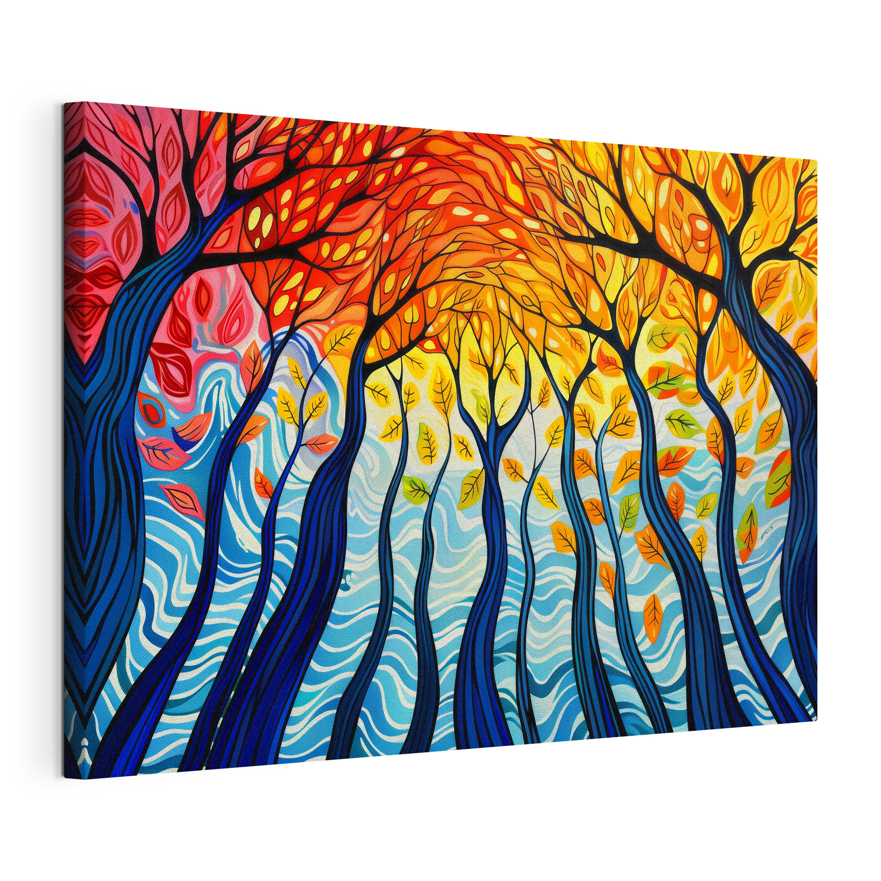 Colorful tree painting with many branches and leaves Colorful tree painting with many branches and leaves
