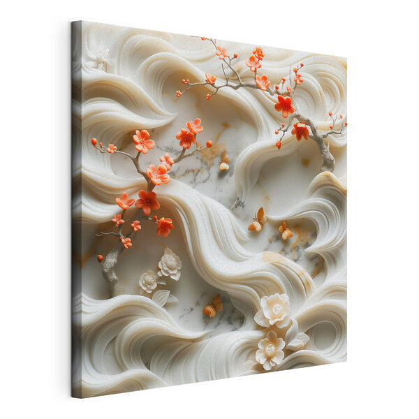 Cuadros Pared blanca con flores y mariposas (SKU: s39727) Cuadros Cuadros Pared blanca con flores y mariposas (SKU: s39727)