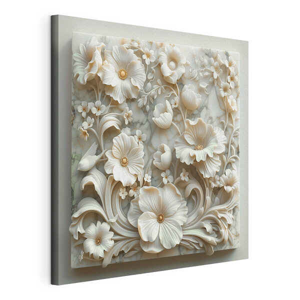 Cuadros Diseño floral blanco sobre una superficie de mármol (SKU: s39729) Cuadros Cuadros Diseño floral blanco sobre una superficie de mármol (SKU: s39729)