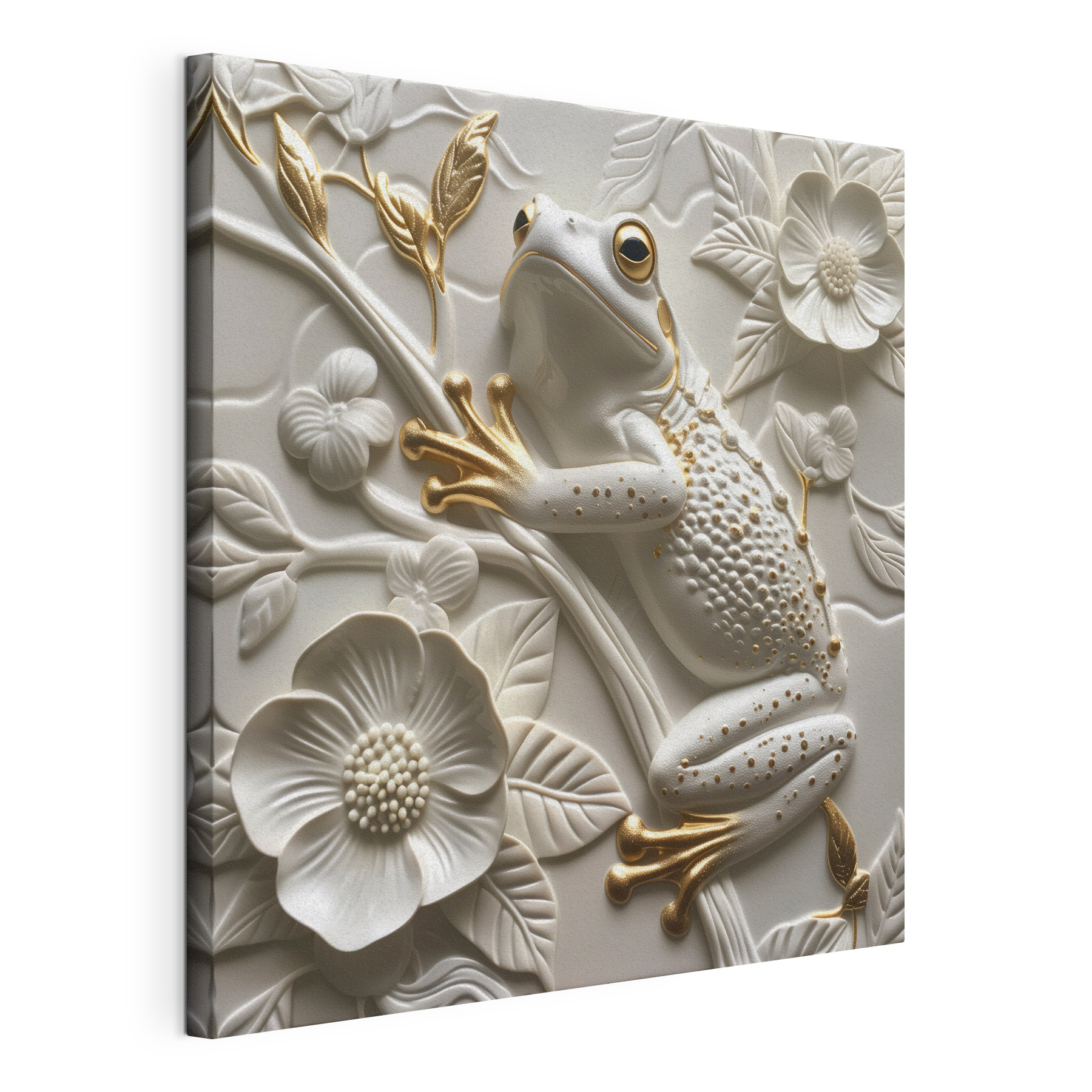 Decorative frog on floral design Decorative frog on floral design
