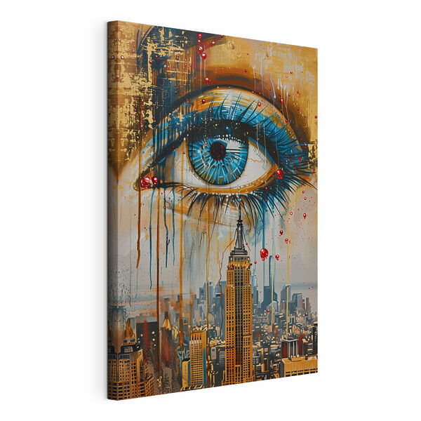 Cuadros Cuadro de una ciudad con un ojo azul y un edificio alto (SKU: s39796) Cuadros Cuadros Cuadro de una ciudad con un ojo azul y un edificio alto (SKU: s39796)