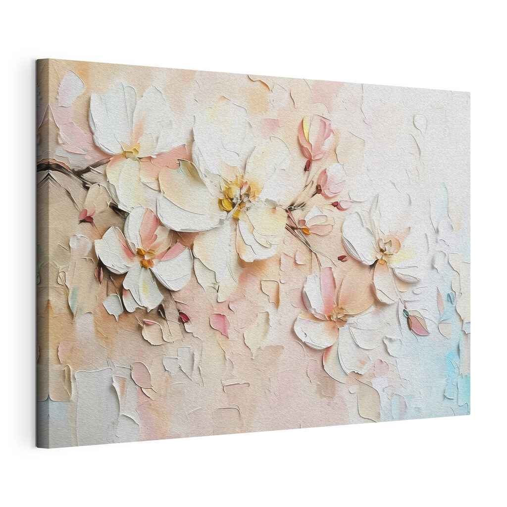 Painting of flowers on a white surface Painting of flowers on a white surface