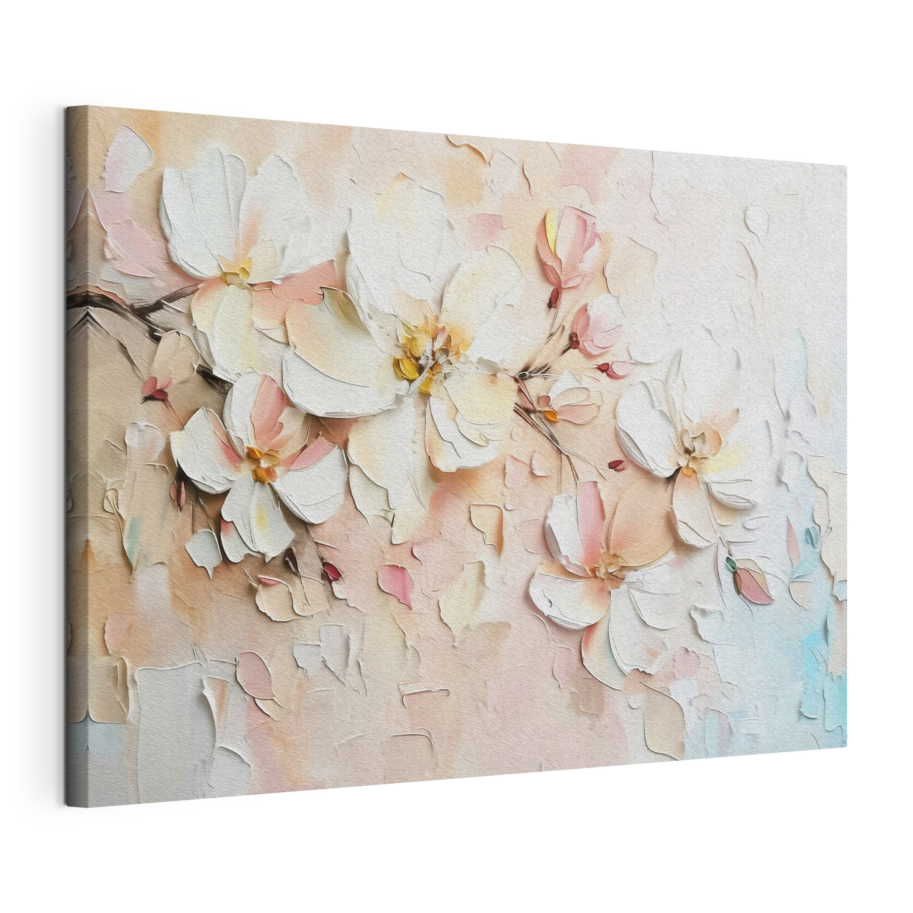 Painting of flowers on a white surface Painting of flowers on a white surface