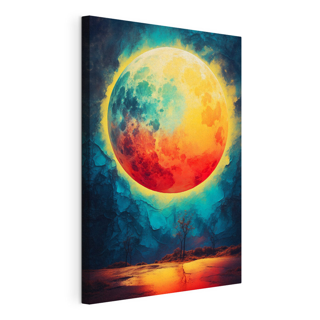 Red and yellow moon in the sky