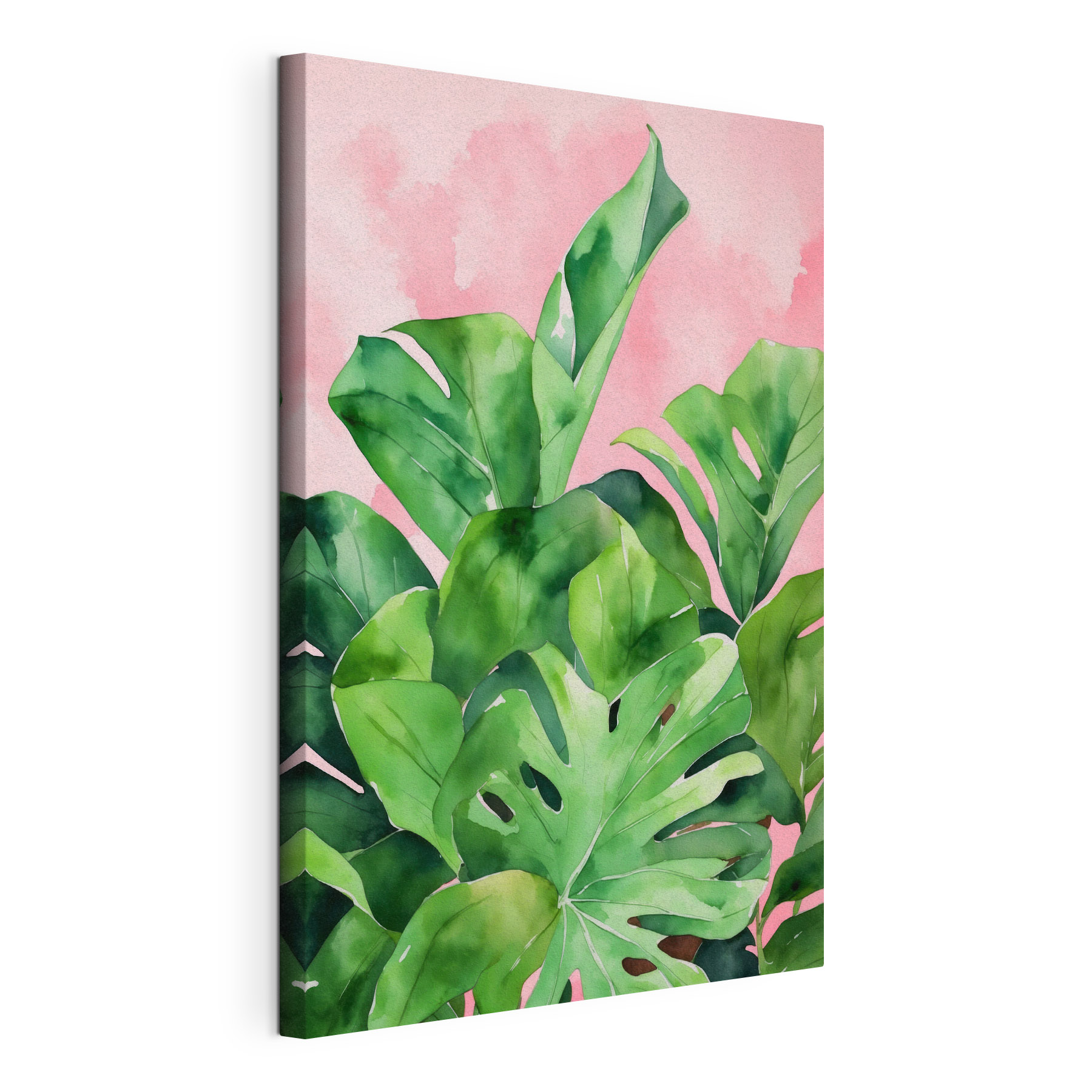 Vibrant green leaves on pink backdrop Vibrant green leaves on pink backdrop