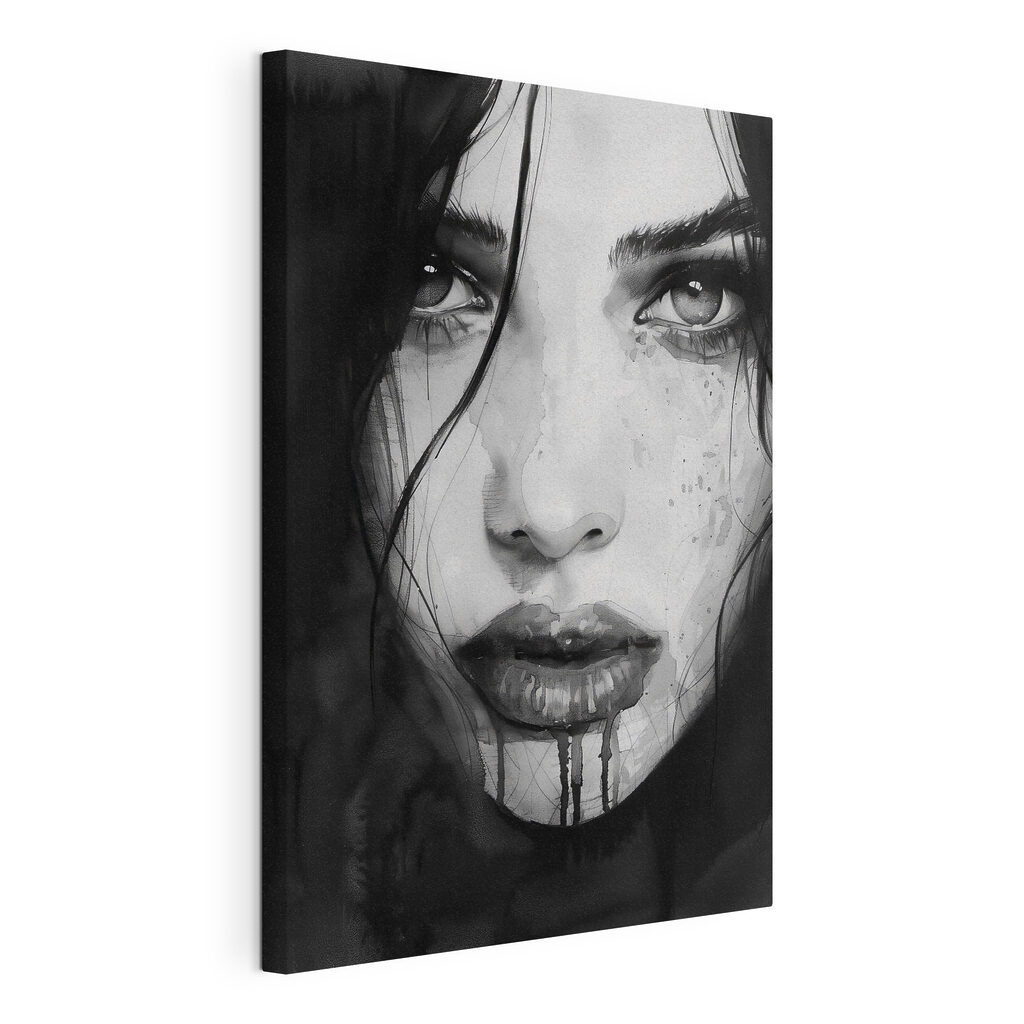 Woman with dark hair and a bloody face