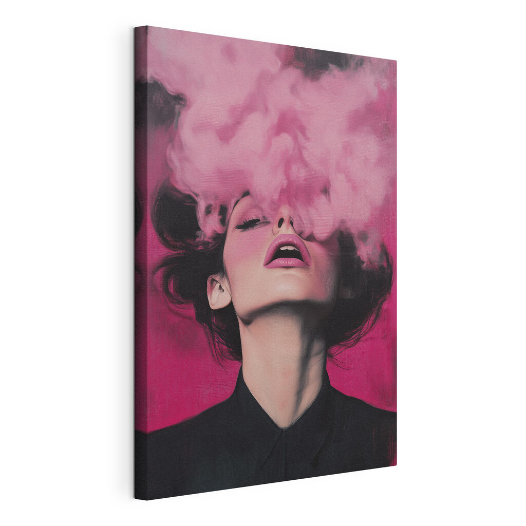 Woman with smoke coming out of her face