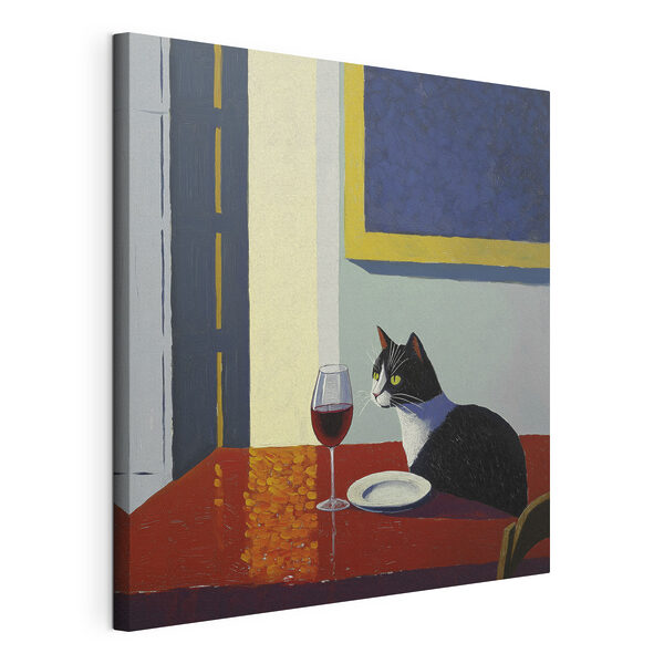 Cuadros Un gato sentado a la mesa con un plato y otro plato (SKU: s39913) Cuadros Cuadros Un gato sentado a la mesa con un plato y otro plato (SKU: s39913)
